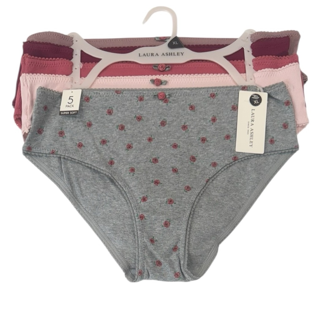 LAURA ASHLEY 5 Pack Stretchy Ribbed Comfy Panties NWT XL